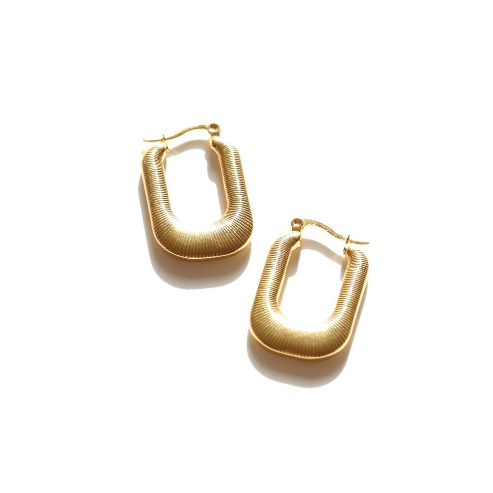 Mejuri Gold Textured Rectangular Hoop Earrings